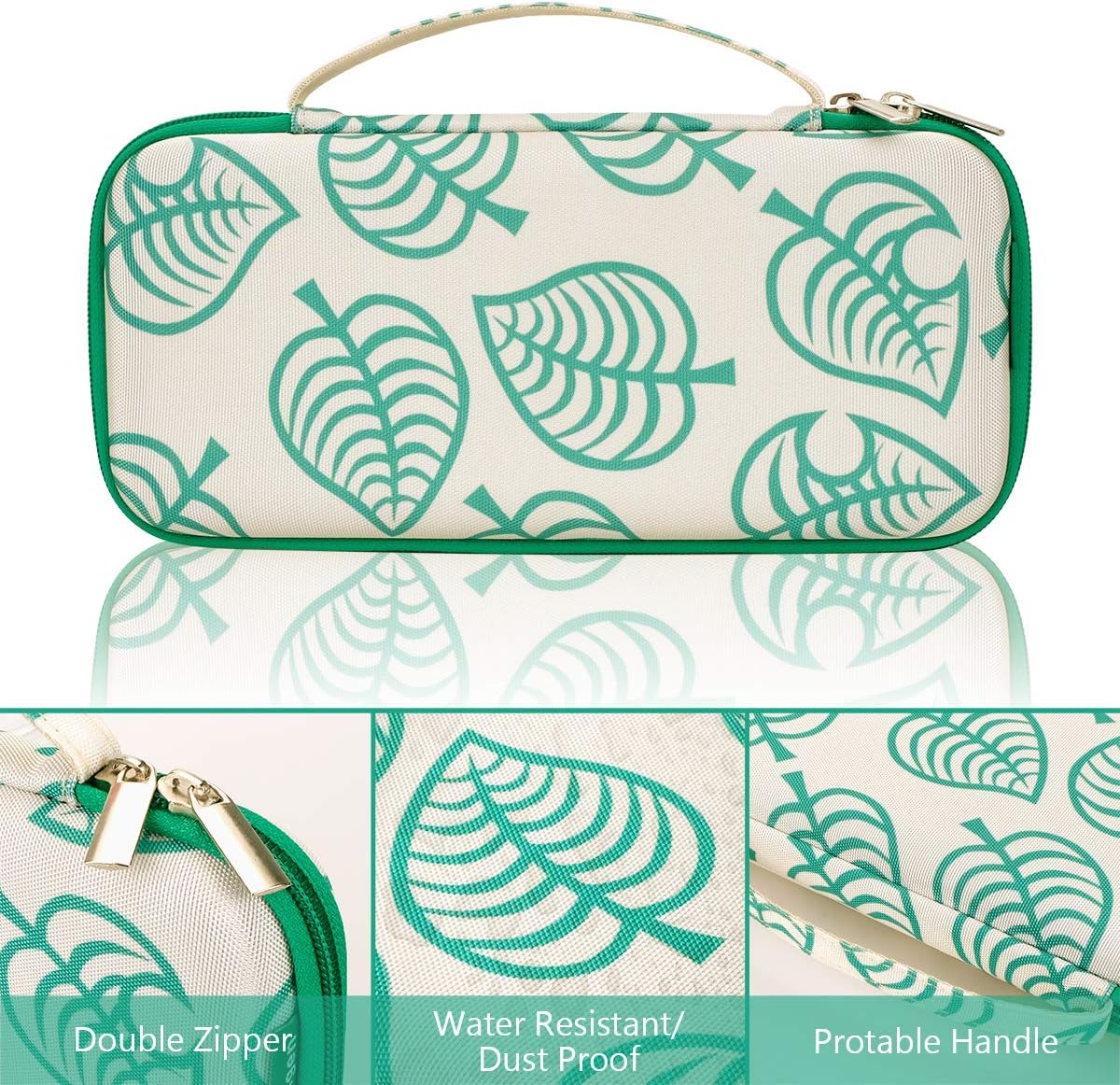 Carrying Case for Nintendo Switch,Travel Carry Cover Hard Shell Storage for Leaf Crossing NS Console and Accessories,Slim Protective Portable Travel Pouch Bag with 10 Game Card Slots for Girls Boys - Image 3