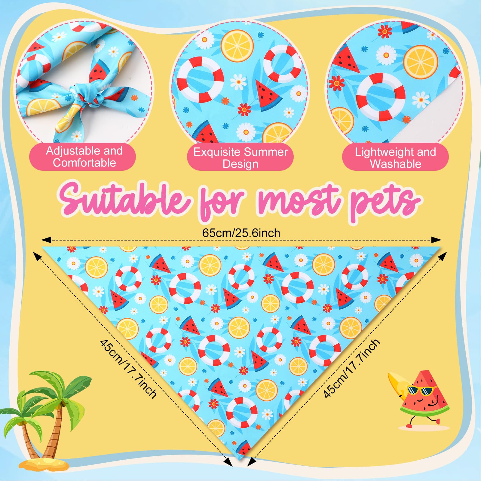 Preboun 100 Stück Sommerhalstücher für Hunde, hawaiianische Hundehalstücher, Obst-Tuch, Set für Sommer, Welpen, kleine, mittelgroße und große Haustiere, Kostüm-Zubehör