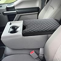 JOJOY LUX Leather Center Console Cover for Ford F150 2015-2024 F250-F450 2017-2024 Jump Seat Armrest Protector