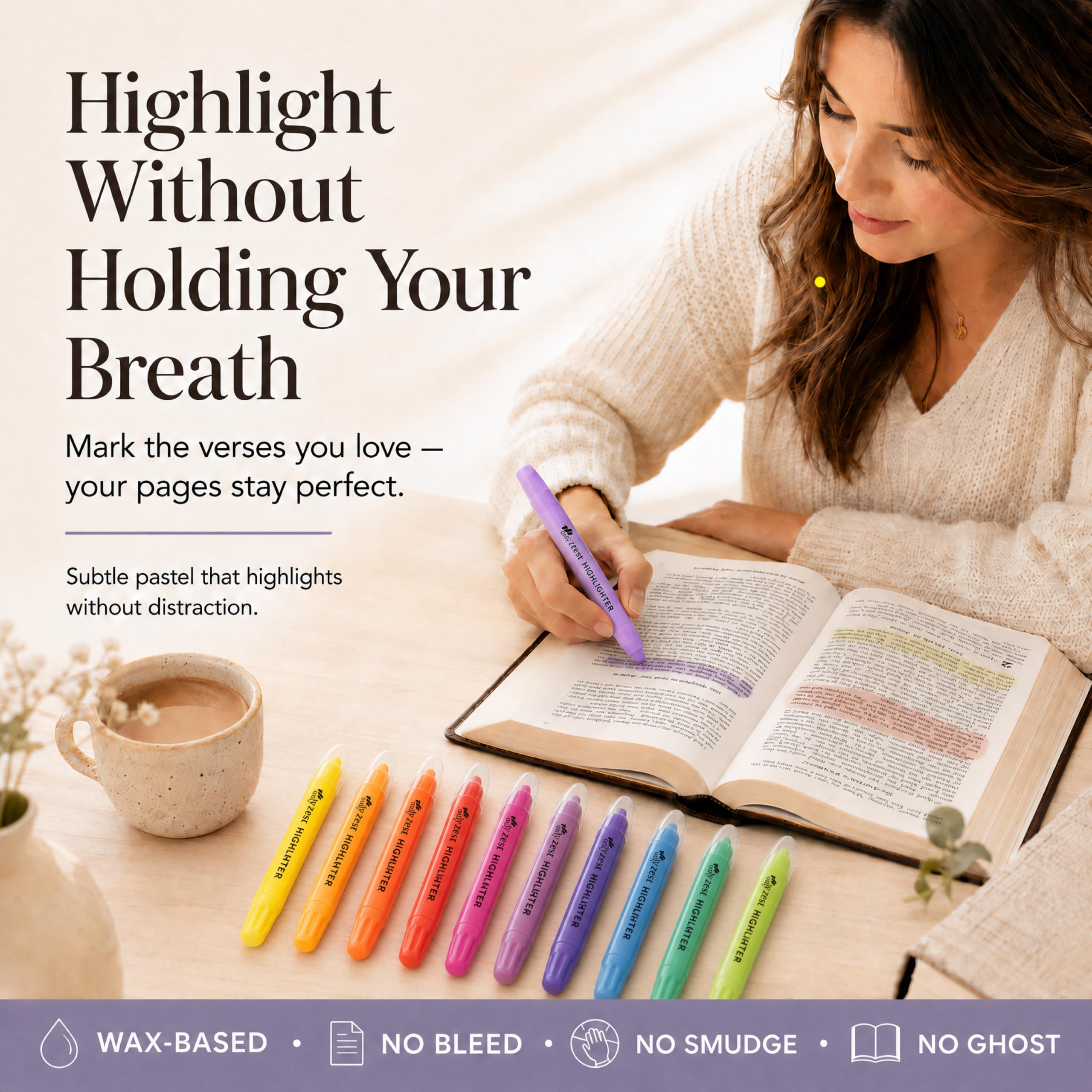 Bibel-Textmarker für Frauen, kein Ausbluten, schnell trocknend, niedlich, ästhetisch, sortiert, lebendige Farben, Bibelstudium, Zubehör-Set für Journaling, Studium, Büroarbeit, kräftige