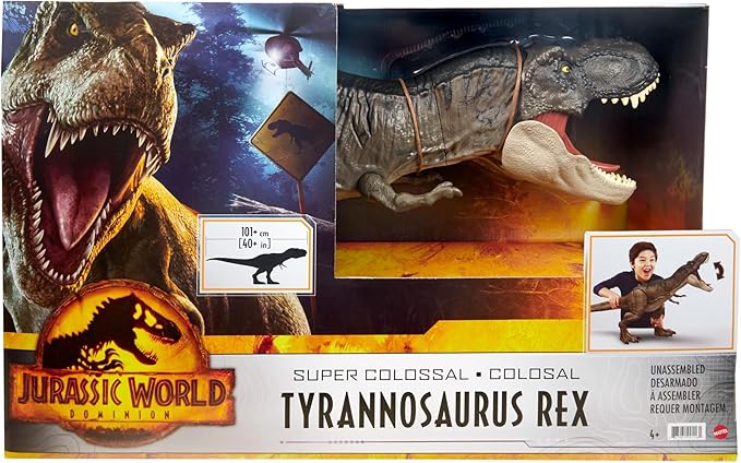 Mattel Jurassic World T-Rex Super Colosal Dinosaurio Articulado de 60 cm para Niños