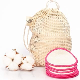 6Stück ökologische Reinigungspads bzw. Abschminkpads aus Bambus | Kosmetikpads inkl. Tragetasche für Gesichtsreinigung, Make-Up Remover. Waschbare Reinigungstücher Abschminktücher