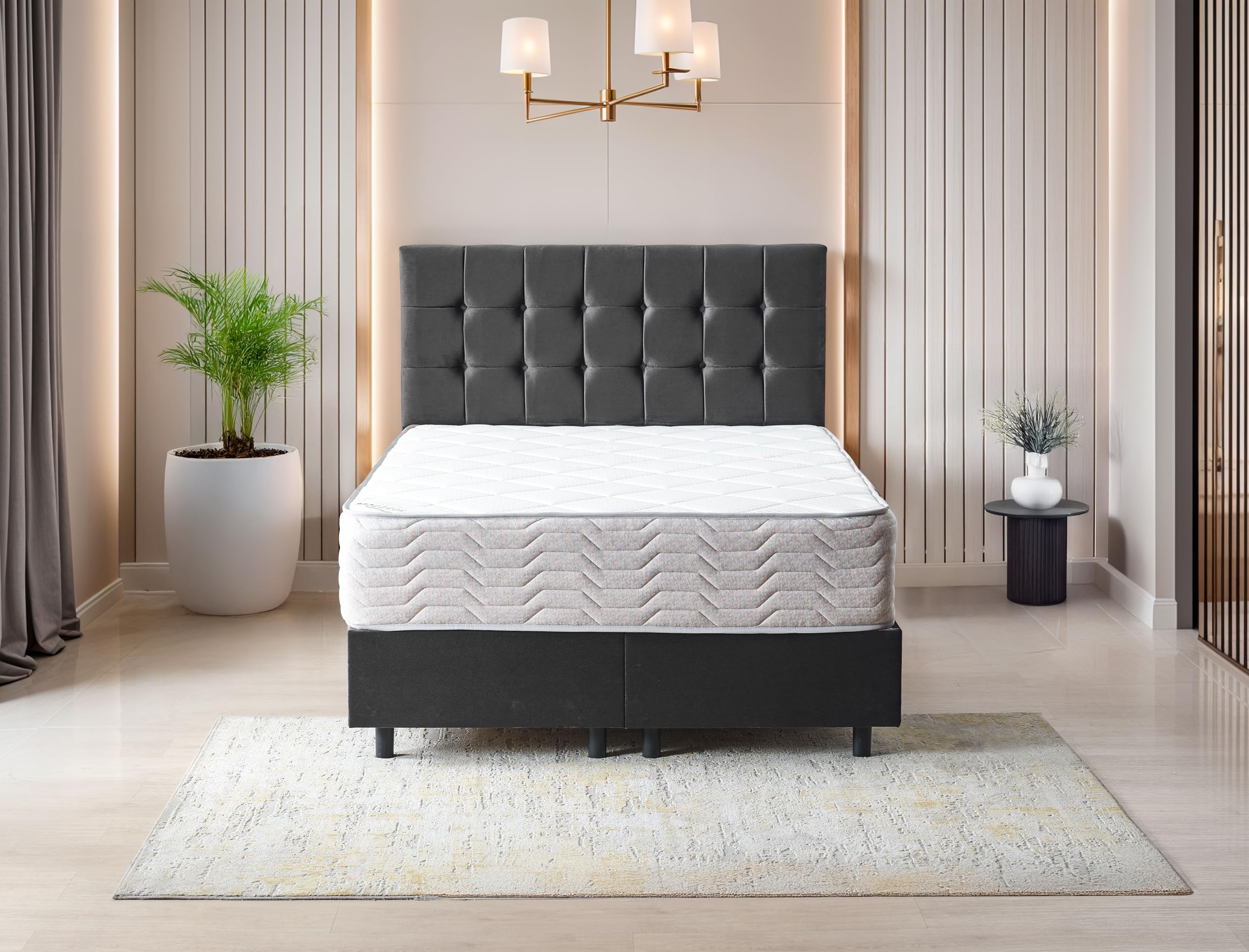 Ottomanson Twin XL 12" Hybrid Mattress - Rock Salt Infused Quilted Cover - Made in USA - Firm Support - Individually Pocketed Coils & CertiPUR-US Foam