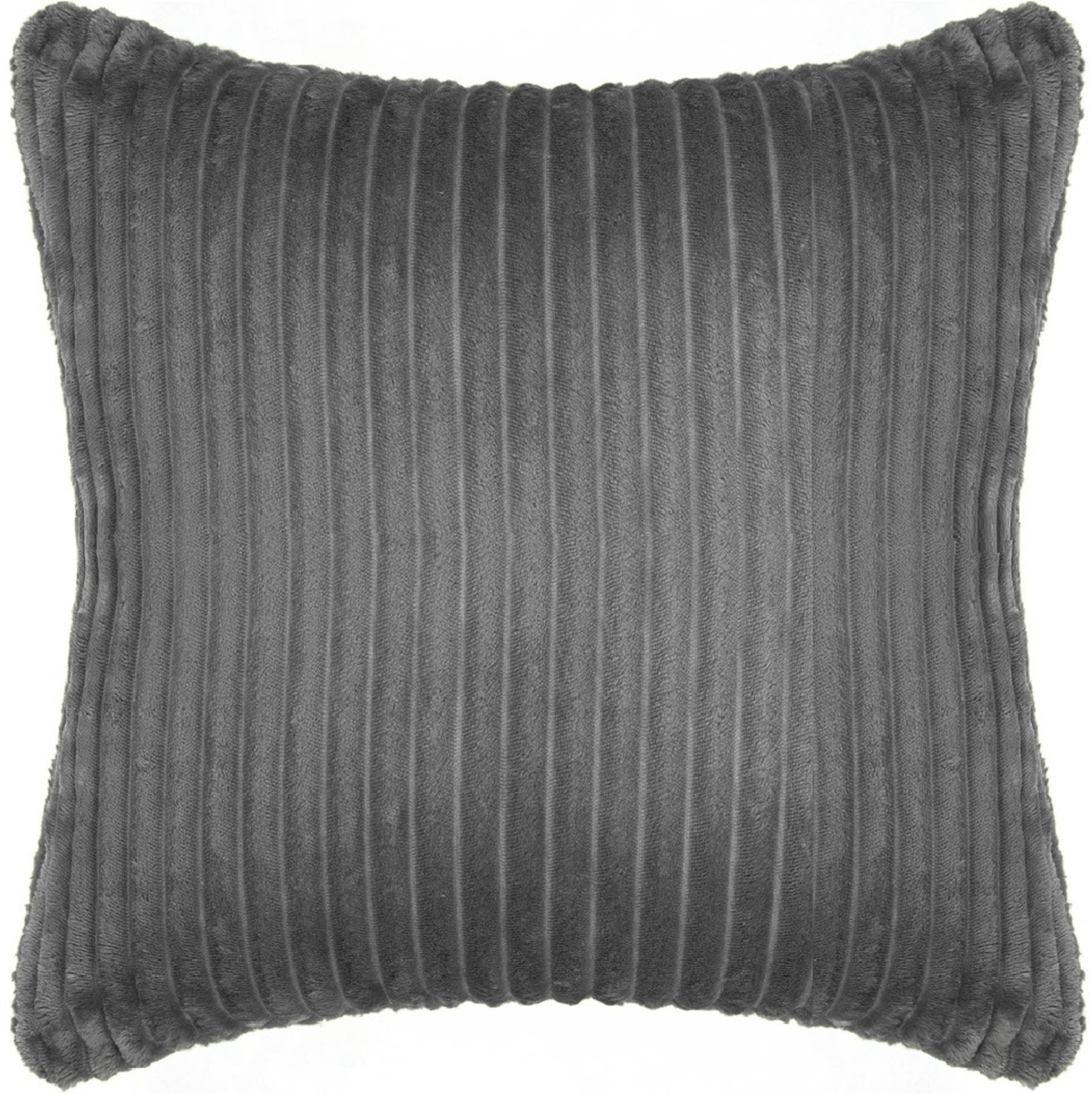 Adore Home Ribbed Fleece Luxury Cushion Covers with Soft Sherpa Reverse 45x45cm – Reversible - Stylish and Cosy - Charcoal