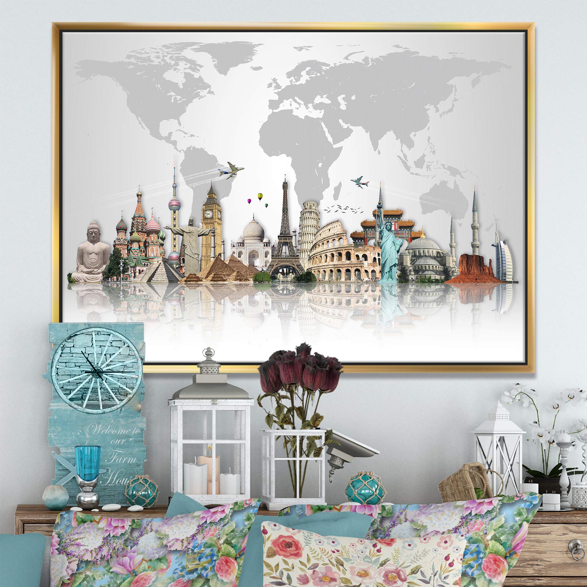 Amazon.com: DesignArt Famous Monuments Across World - Framed