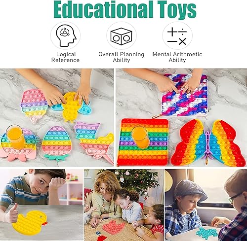 Miniatura 7 de HNSMART Juguete para ansiedad de gran tamaño con forma de piruleta de arco iris, es juguete sensorial de silicona para aliviar el estrés, alivio de