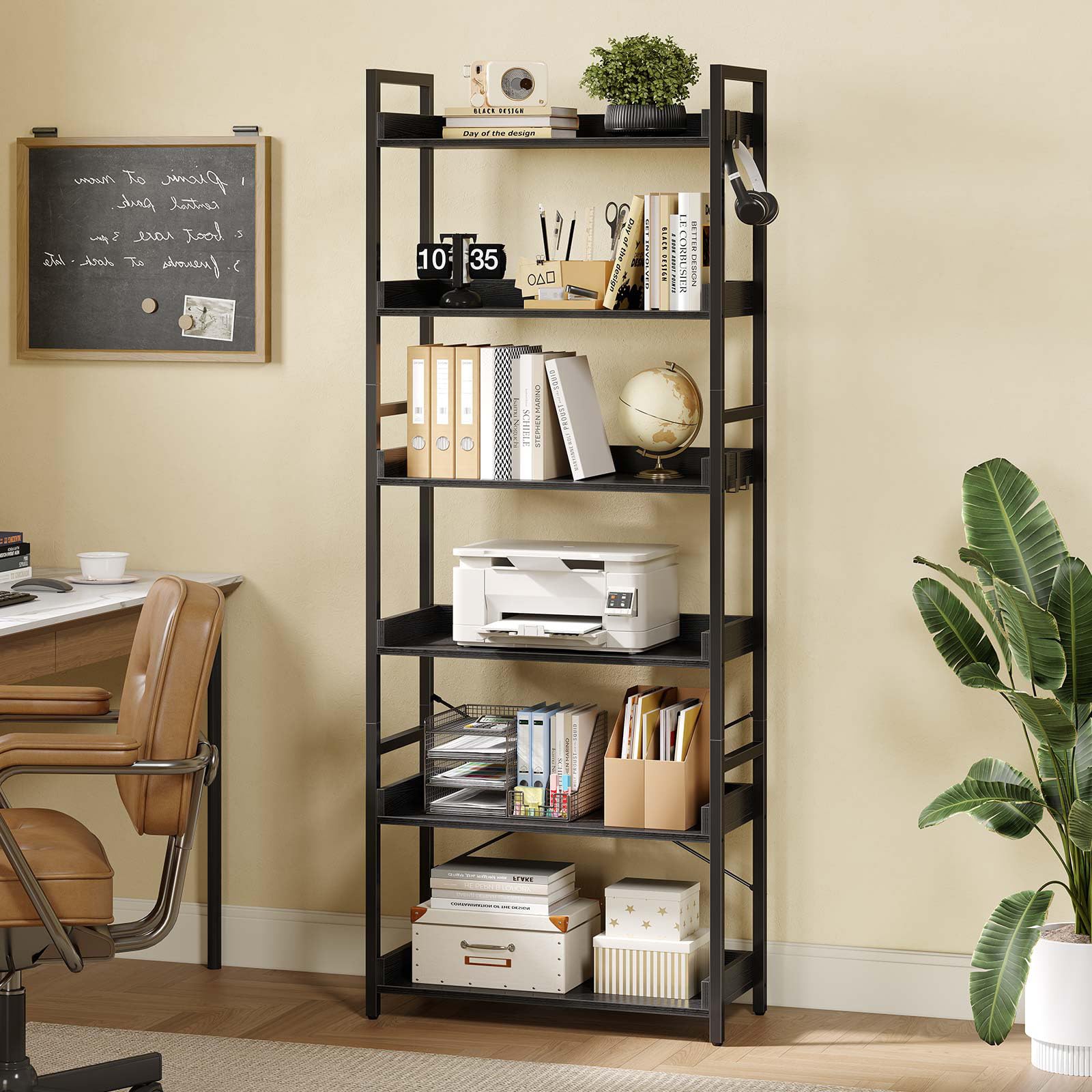 Amazon.com: Rolanstar Bookshelf 6 Tier with 4 Hooks, Industrial