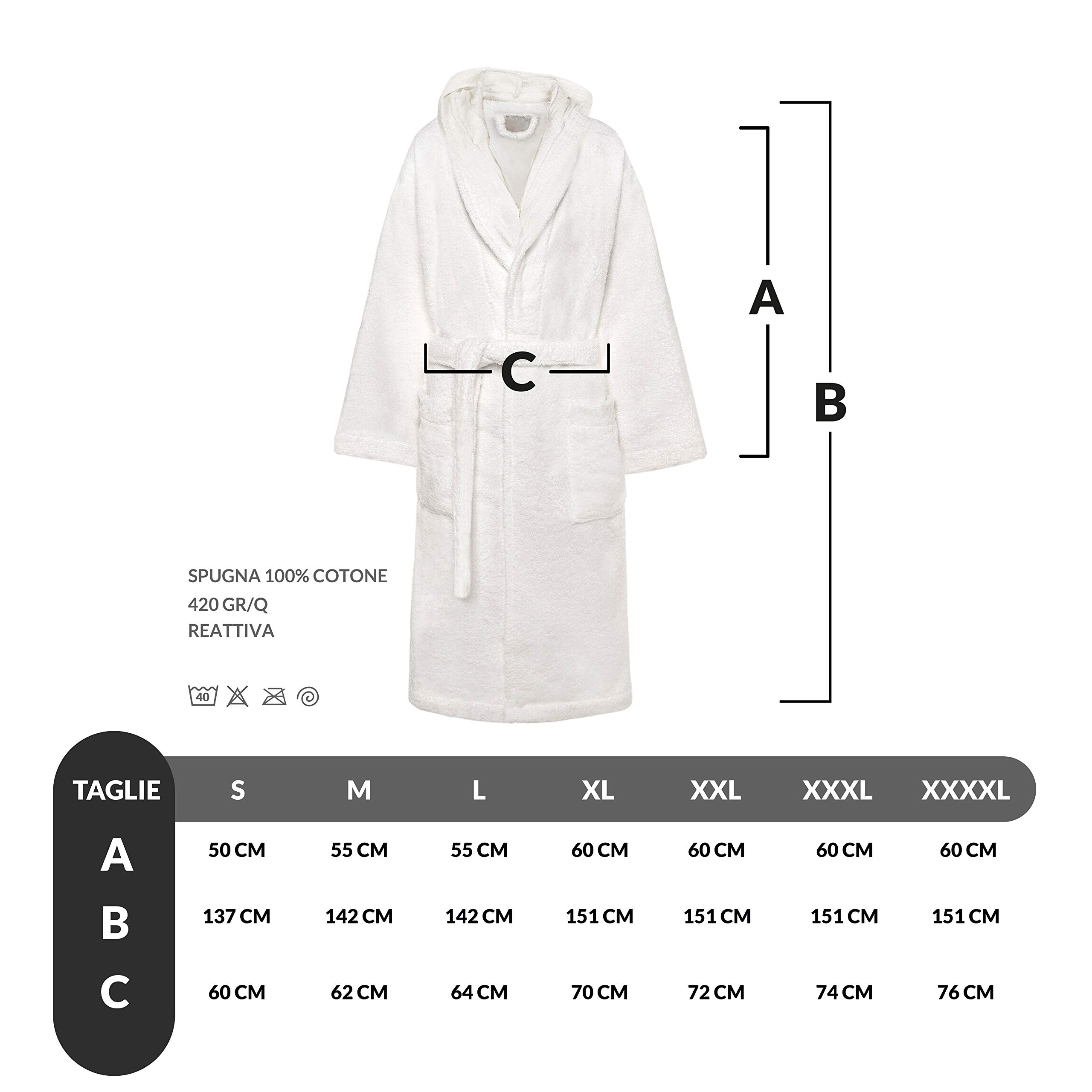 Accappatoio Uomo Donna Paramaison Marte | 100% Cotone 420g | Con Cappuccio | Blu Navy 2XL - Foto 9