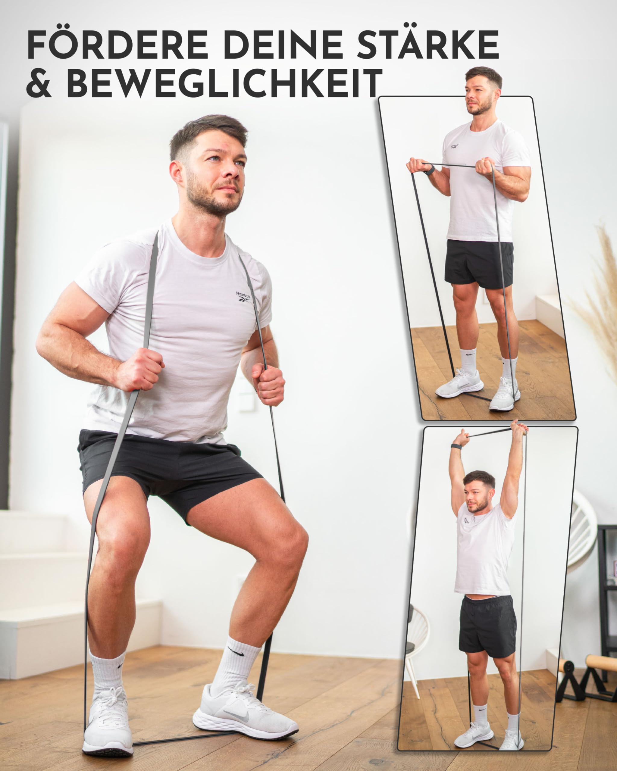 NEOLYMP Resistance Bands aus doppelbeschichtetem Naturlatex mit Fitness E-Book - Lange Fitnessbänder für Krafttraining, Widerstandsbänder, Klimmzugbänder