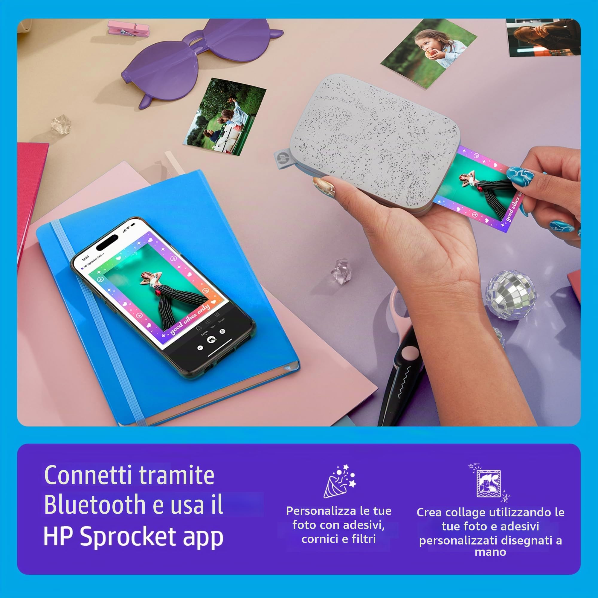 HP Sprocket Stampante Fotografica Istantanea Portatile 5x7.6 cm Bianco ZINK