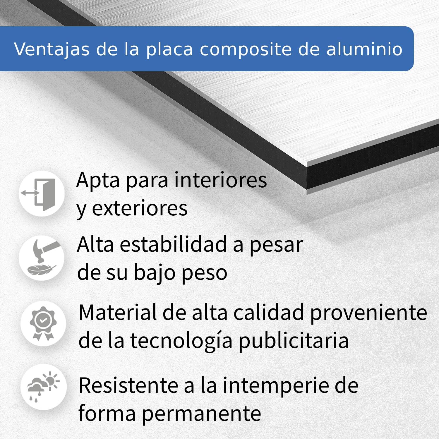 I Placa compuesta de aluminio cepillado plateado I 60 x 40 cm I 3 mm I resistente a la intemperie I para modelismo I construcción de stands I señalización I bricolaje I AZ116