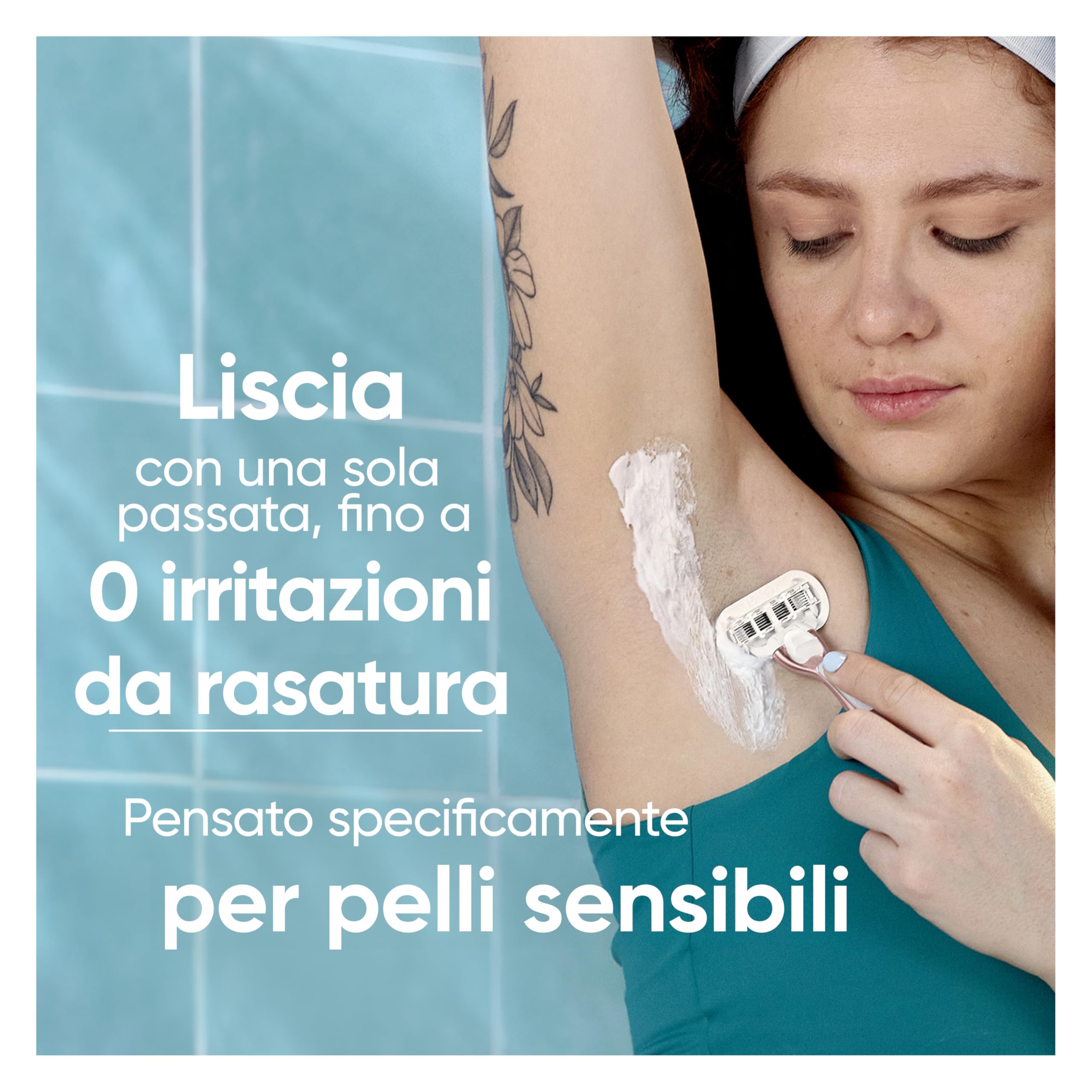 Gillette Venus Pro Smooth Sensitive Rasoio Donna A 5 Lame Per Pelli Sensibili Con 6 Lamette Da Donna Di Ricambio, Manico In Metallo Riutilizzabile, Gancio Per La Doccia E Copertura Da Viaggio Pezzi