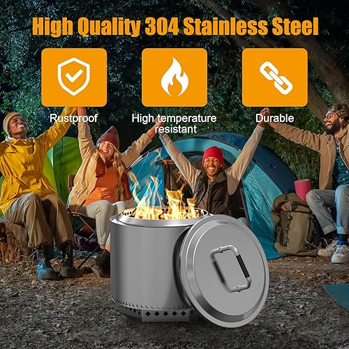 Miniatura 3 de Tapa para hoguera de 19.7 pulgadas con asa para fogata Solo Stove Bonfire 2.0, cubierta dura de acero inoxidable con cubierta para parrilla,