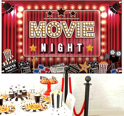 Miniatura 5 de Decoraciones de fiesta de Hollywood para la noche de cine, boleto de acción para cámara de Oscar, tema de noche de película, soporte de telón de