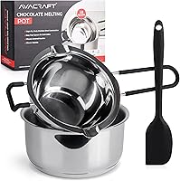 AVACRAFT 1 Quart Double Boiler Set - 18/8 Stainless Steel for Melting Chocolate, Candy, Soap, Wax & Candles with Silicone Spatula