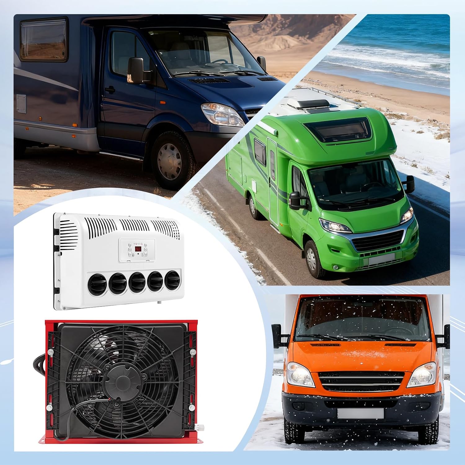 12V Air Conditioner, Split Type 11000 BTU Truck Cab Air Conditioner for Semi Trucks Bus Caravan Mini Split Air Conditioning System Unit with Remote Control for Semi Truck Bus Caravan Caravan