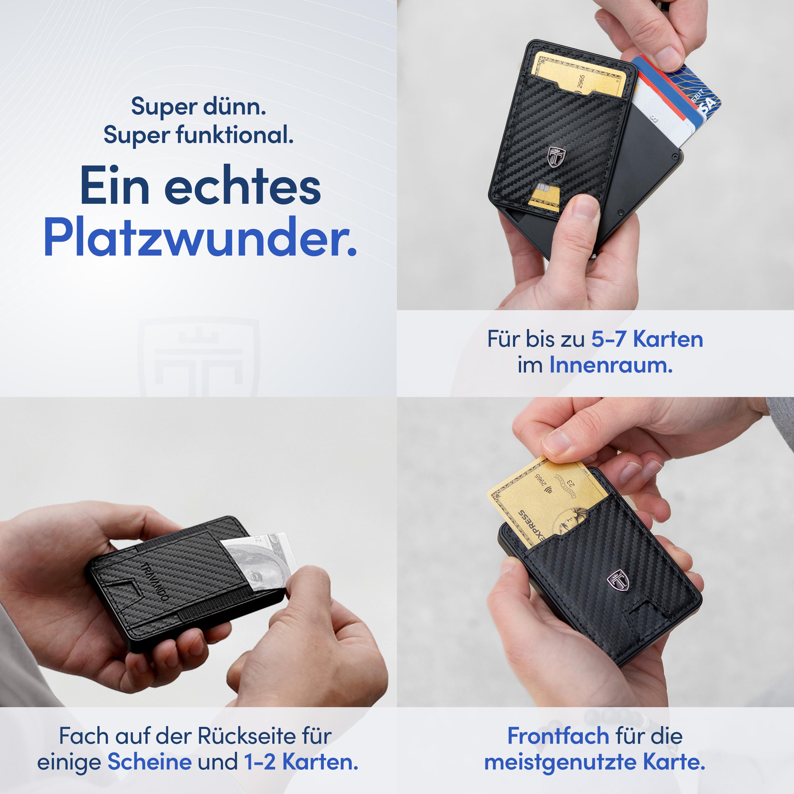 TRAVANDO SWYPE Aluminium Pop-Up Wallet für 6-7 Karten - Geldbörse für Herren mit RFID Schutz - Geldbeutel mit Geldfach - Kartenetui mit Geldstasche - inklusive Geschenkbox (6-7 Karten)