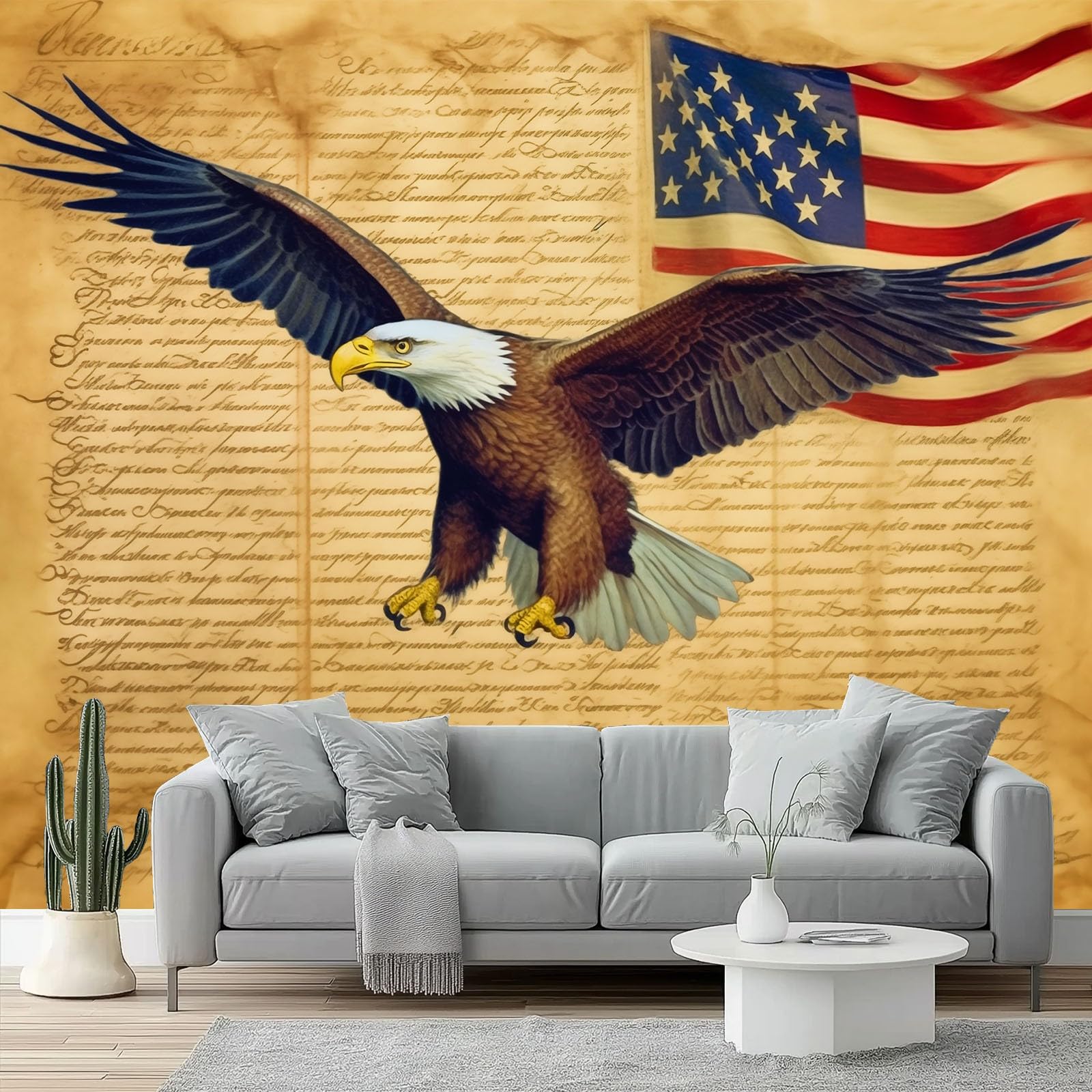 Papier peint panoramique 250x175 rétro aigle drapeau américain HD