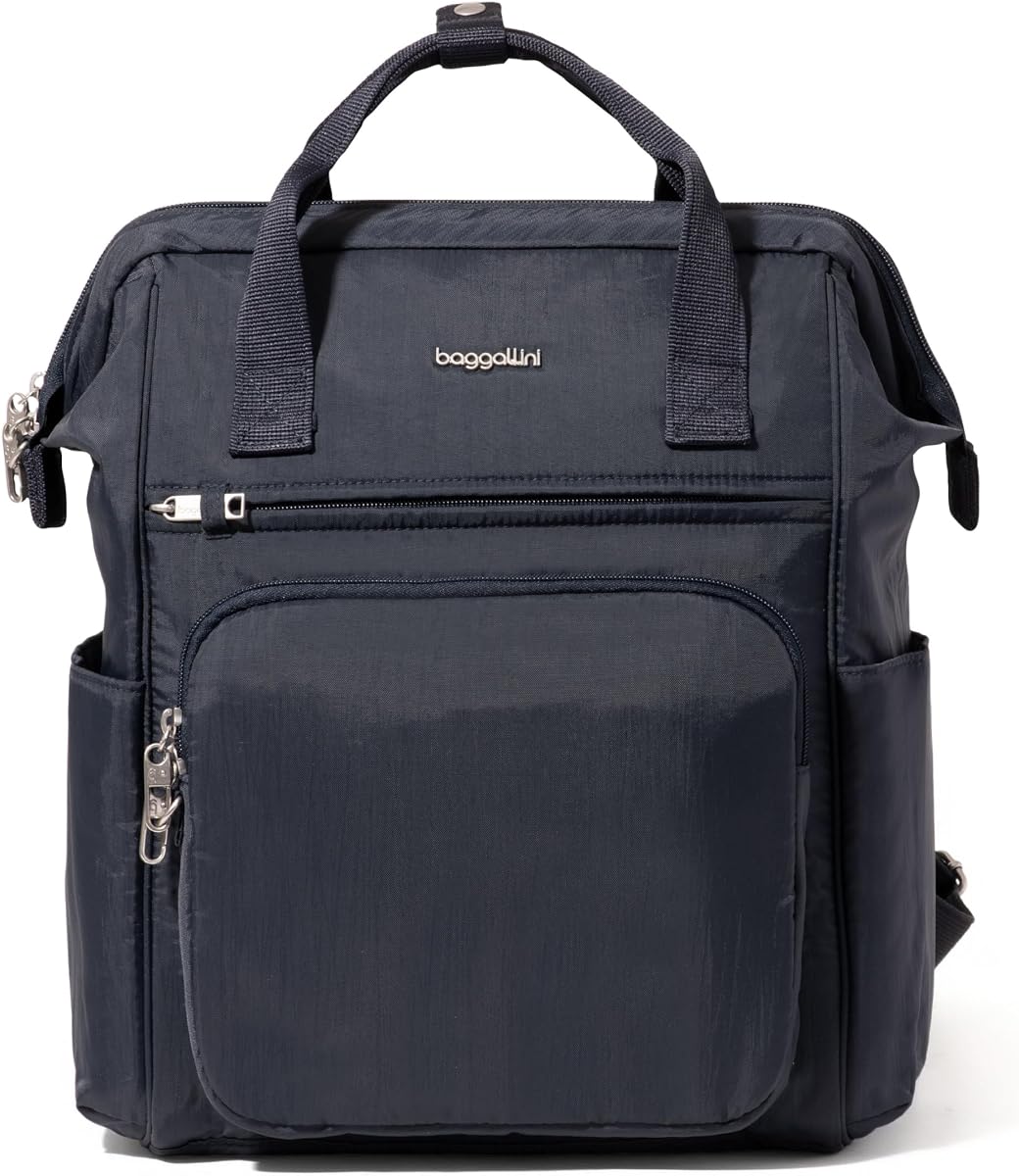 Baggallini Securtex Mochila antirrobo Windsor para viajes, trabajo y universidad, RFID y cremallera de bloqueo, portátil de hasta 16"