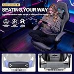 Ergonomic Gaming Chair with Retractable Footrest, High Back Video Game Chairs Computer Gaming Chairs with Headrest and Lumbar Support 400 lbs Linked Armrests Adult Chair (Black Gray)