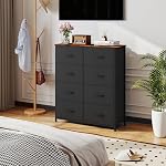 Somdot Dresser for Bedroom with 8 Drawers, 4-Tier Wide Storage Chest of Drawers with Removable Fabric Bins for Closet Nursery Bedside Living Room Laundry Entryway Hallway, Black Rustic Brown