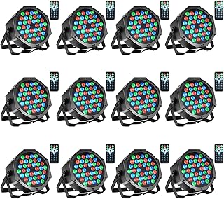 Dj Lights, 12 Pack 36 LED Par Lights Stage Lights with Sound Activated Remote Control & DMX Control, Stage Lighting Uplights for Wedding Club Music Show Christmas Holiday Party Lighting