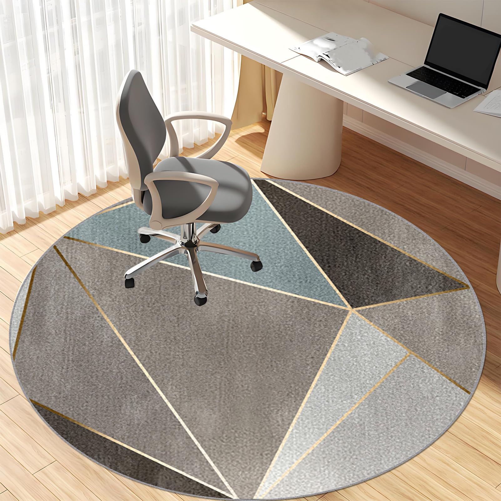 Tapis Chaise de Bureau, Rond Tapis Protection Sol Chaise Bureau, Tapis de Sol Bureau Tissu, Antidérapant, Tapis de Sol pour Bureau Plancher de Bois, Tapis de Protection en Carrelage 80cm
