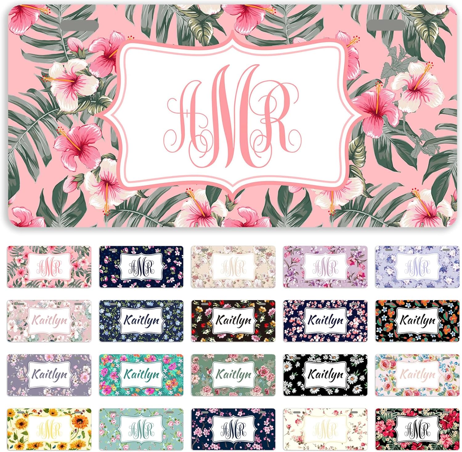 Custom Monogrammed Letters License Plate Personalized Name