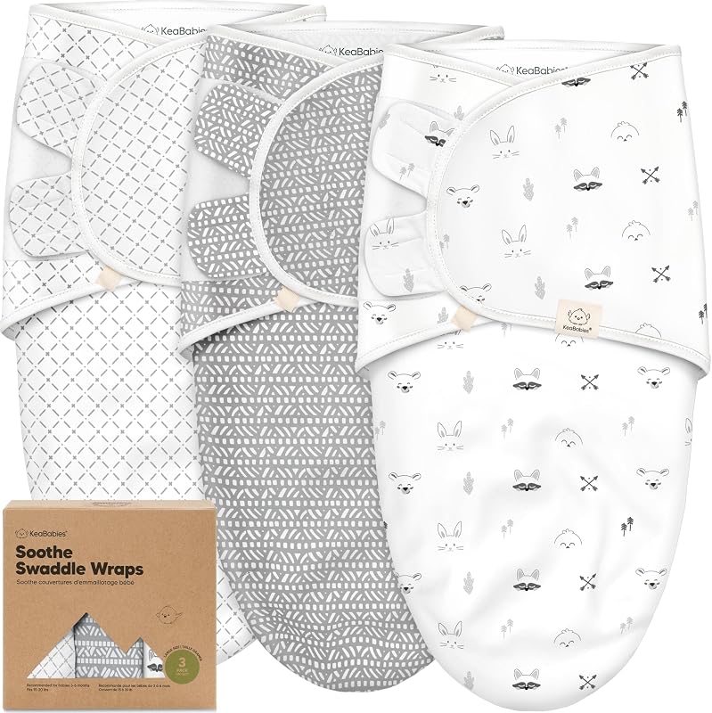 KeaBabies Paquete de 3 pañales orgánicos para bebés recién nacidos, bebés (nórdicos, 3-6 meses) | Bebé niñas, niños, algodón orgánico suave, saco de dormir para recién nacidos, mantas para pañales de guardería