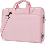 MOSISO 360 Sac d'ordinateur portable de protection 15.6 sac d'ordinateur de 15-16 pouces compatible avec MacBook Air 15 inch/Pro 16 de pouce, HP,Dell,Lenovo,Asus,Notebook, étui de port d'ordinateurs portables avec sangle et poignée, Rose poussiéreuse
