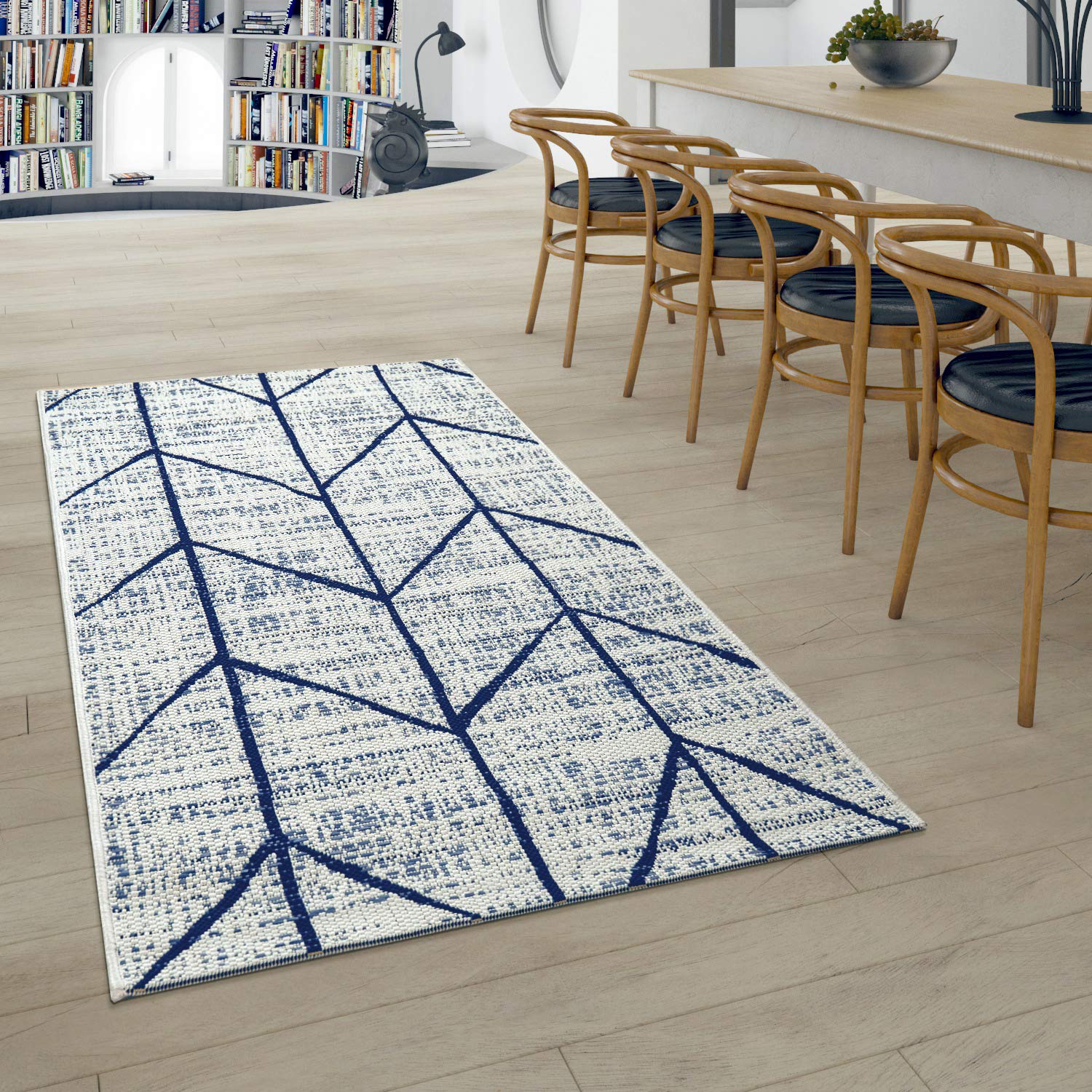 Paco Home In- & Outdoor Flachgewebe Teppich Geometrisch Skandinavisches Motiv In Weiß, Grösse:120x170 cm