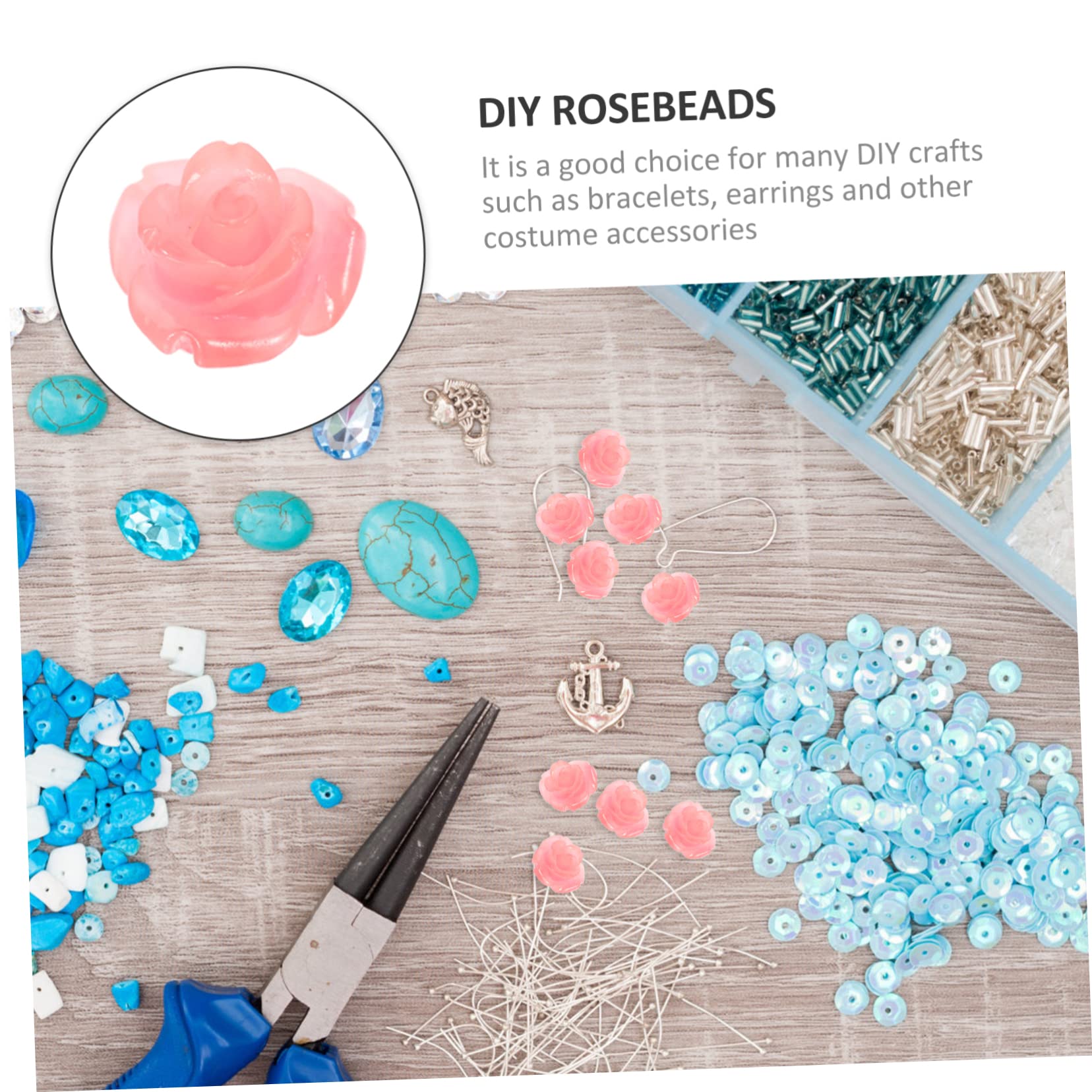 DOITOOL Abalorios De Rosa Sueltos Shell Rosa Para Joyería Diy Para Collares Artesanales 50 Piezas*4
