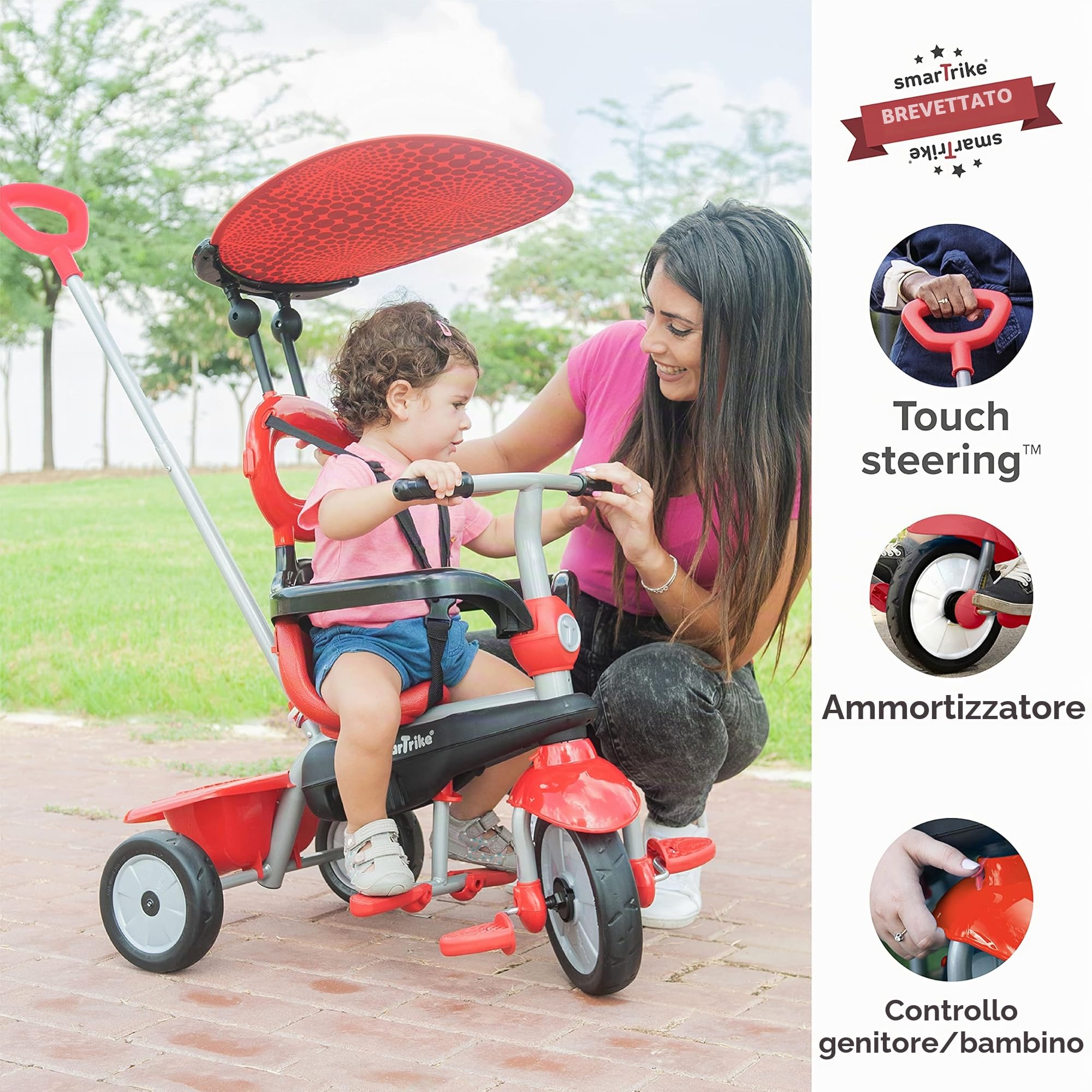 smarTrike Zoom - Triciclo multilivello 4 in 1, 2, 3 anni, colore: Rosso
