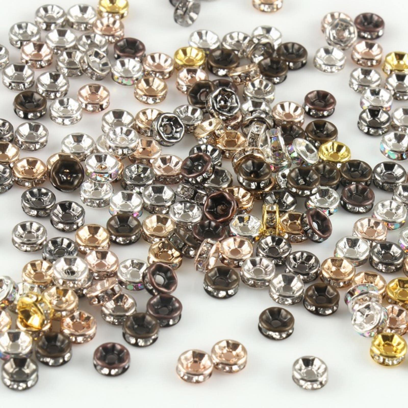 50 pz/lotto 4 6 8 10mm Strass Rondelle di Cristallo Rotondo Branelli Allentati Del Distanziatore per la Produzione di Gioielli FAI DA TE Collana Del Braccialetto accessori  36
