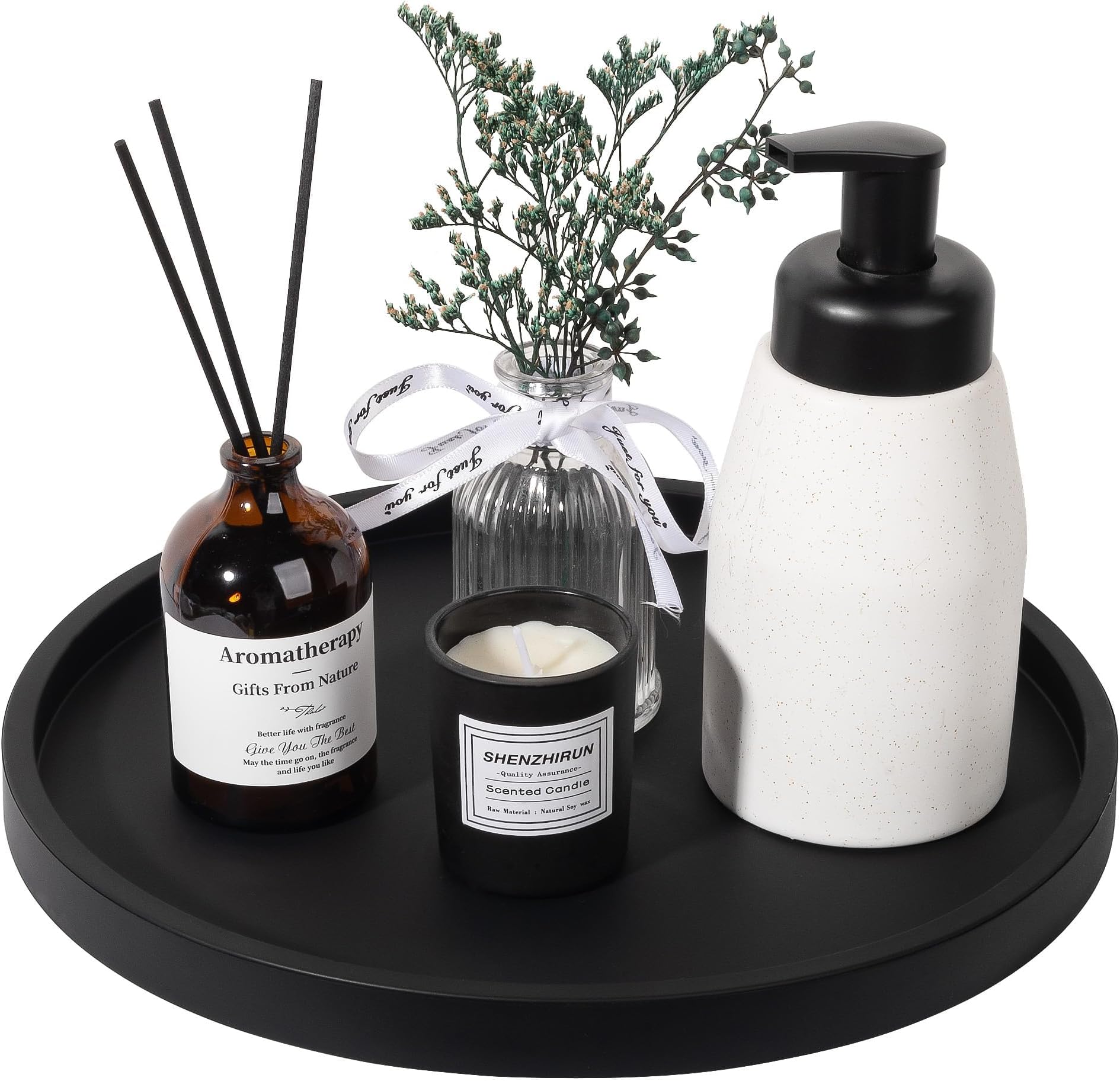 Silicone Bathroom Tray Coffee Table Decor Perfume Organizer, 11" Black