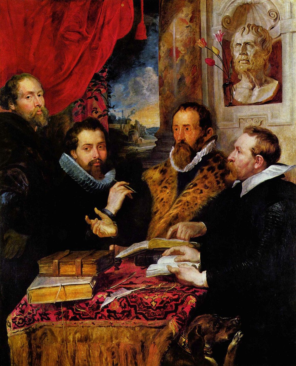 Cuadro Men at a Table de Rubens mate con marco, arte sin reflejos
