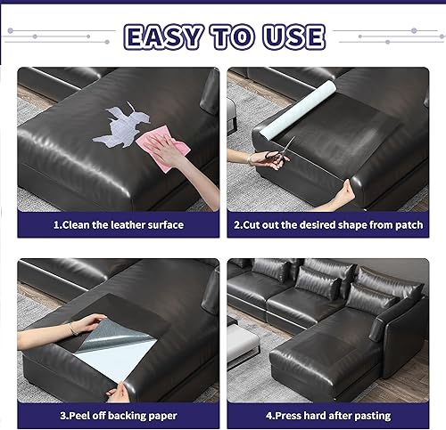 Miniatura 5 de Besezx - Kit de reparación de cuero, 1 unidad, rectangular, estilo tradicional, autoadhesivo, impermeable, resistente al desgaste, resistente a los