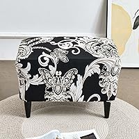 Vista 48 de Funda elástica otomana rectangular para taburete, funda de elastano estampada para reposapiés, protector antideslizante para reposapiés, con parte #1