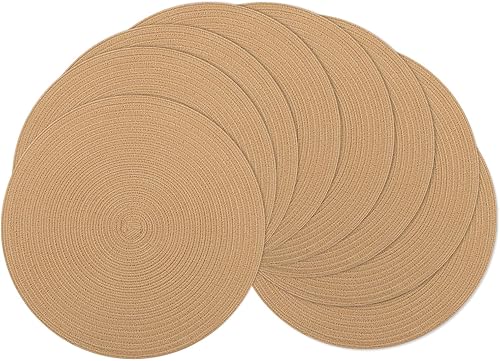 Miniatura 86 de SHACOS Juego de 6 manteles individuales redondos trenzados de 15 pulgadas antideslizantes resistentes al calor de algodón y poliéster, alfombrillas