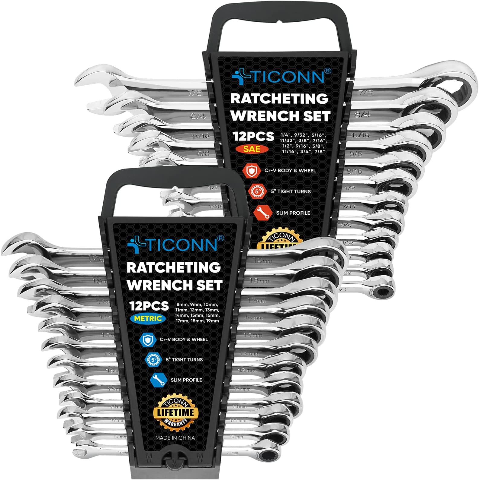 Ratcheting Wrench Set 24 PCS Set(SAE&Metric)