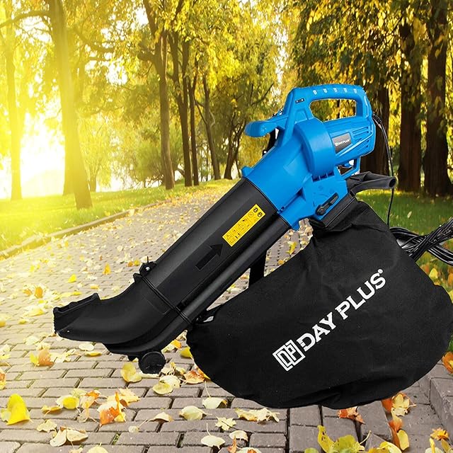 BRIEFNESS Compact and Lightweight 3500W Leaf Blower and Vacuum Electric Garden Vacuum Hoover Van Mulcher Shredder 3 in1 35L Home & Garden Lawn Tool with Blower Vac Bag, Blue