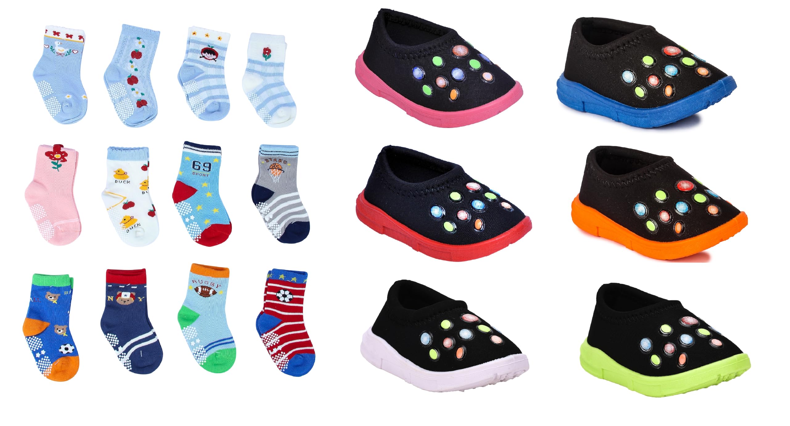 NEOBABY Cotton Anti Slip Grip Socks and Multicolor Slip-On Shoes Combo for 6 Months to 3 Years Kids Boys and Girls (2 Pairs Socks & 1 pair Shoes of Assorted/Random Designs) (B0CL2CRZFS) Amazon Price History, Amazon Price Tracker