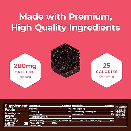 Miniatura 6 de SGC Seattle Gummy Company - Gomitas energéticas de cafeína, paquete de 12, masticables energéticos de chocolate con frambuesa, nootrópicos, veganos,