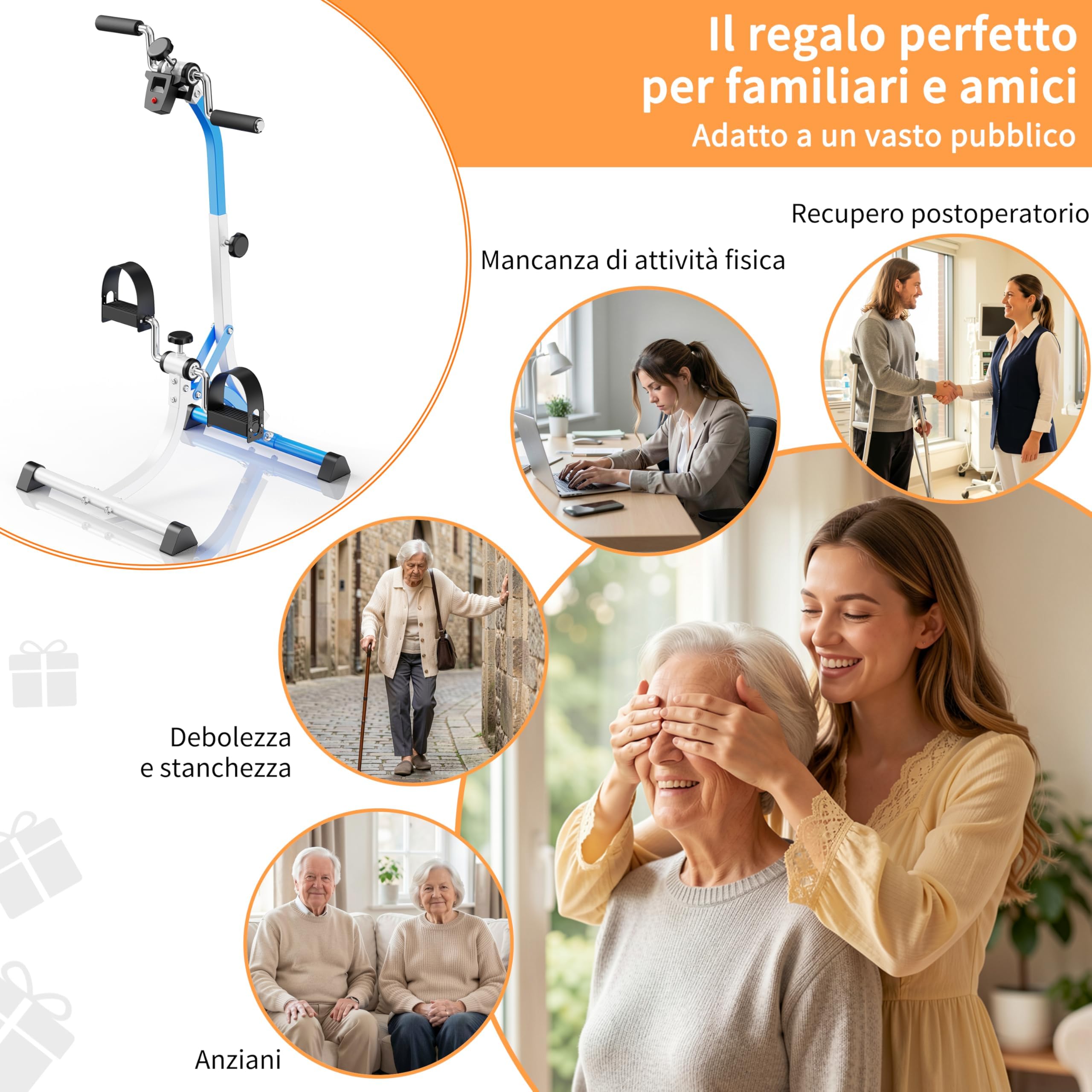 Pedaliera per Braccia e Gambe da Divano e Poltrona con Schermo LCD, Mini Bike Ginnastica Passiva Cyclette Manubrio Display Bici da Camera Casa Home Gym