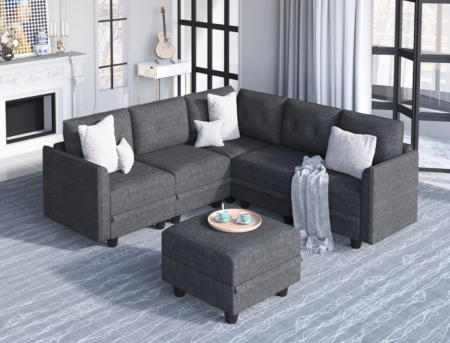 LLappuil Modular Sectional Sofa Couch with Chaise, 6 Seater