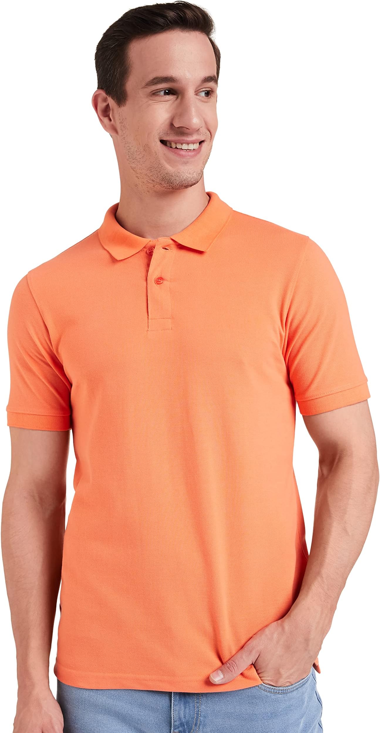 Amazon Brand - SymbolMen's Cotton Rich Solid Polo Tshirt | Collar Tshirts | Half Sleeves | Plain-Regular Fit (Available in Plus Sizes)