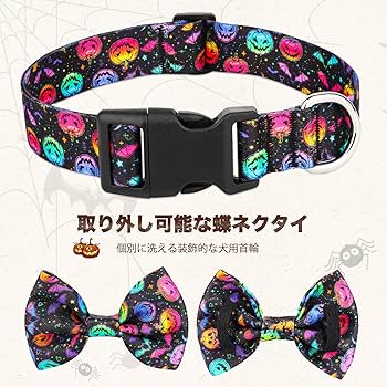 犬用首輪 かわいいハロウィン犬用首輪 ナイロン製犬用首輪 Amazon | DQGHQMEのペット首輪、ハロウィン用調節可能な柔らかい