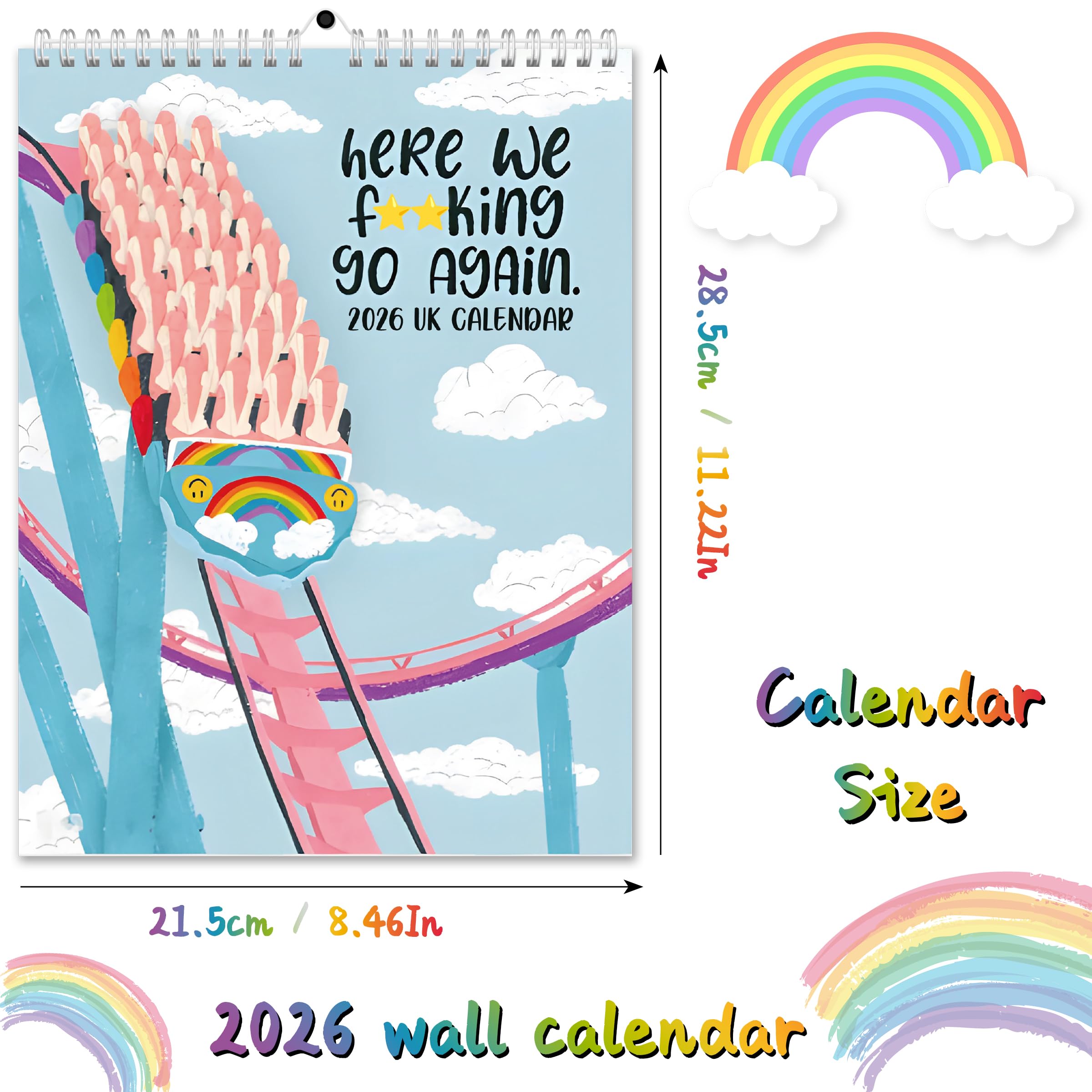 CALENDAR 2026 UK - 2026 Calendars Tired-Ass Women Funny Wall Hanging