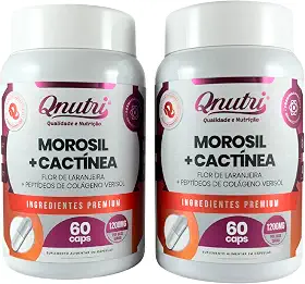 Kit 2 Morosil Cactínea Flor de Laranjeira Peptídeos de Colágeno Verisol Suplemento 2x60 cápsulas Sem Glúten Sem GMO Qnutri