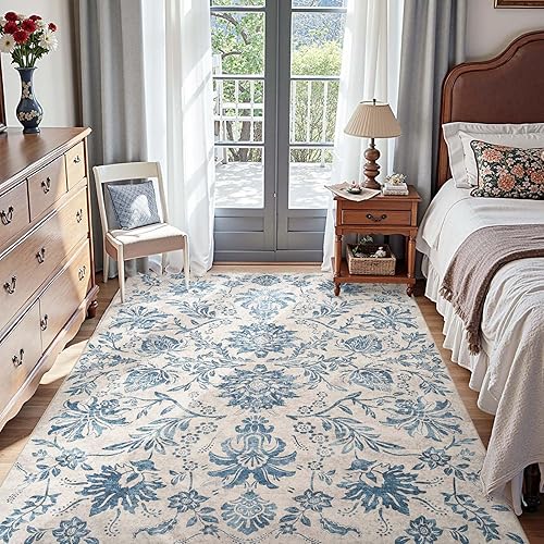 Miniatura 63 de jinchan Tapete de pasillo o cocina lavable, de época, reverso de hule antideslizante, ultradelgado, floral, para dormitorio, baño, lavandería y sala